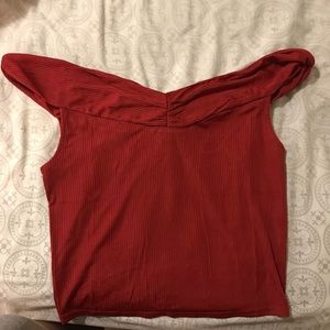Silence + Noise Red Off The Shoulder Top
